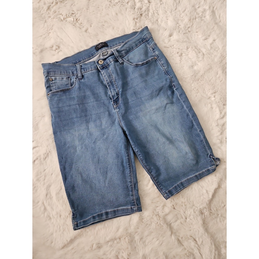 Curve Appeal High Rise Bermuda Denim Shorts Size 14 / 32 Medium Wash
